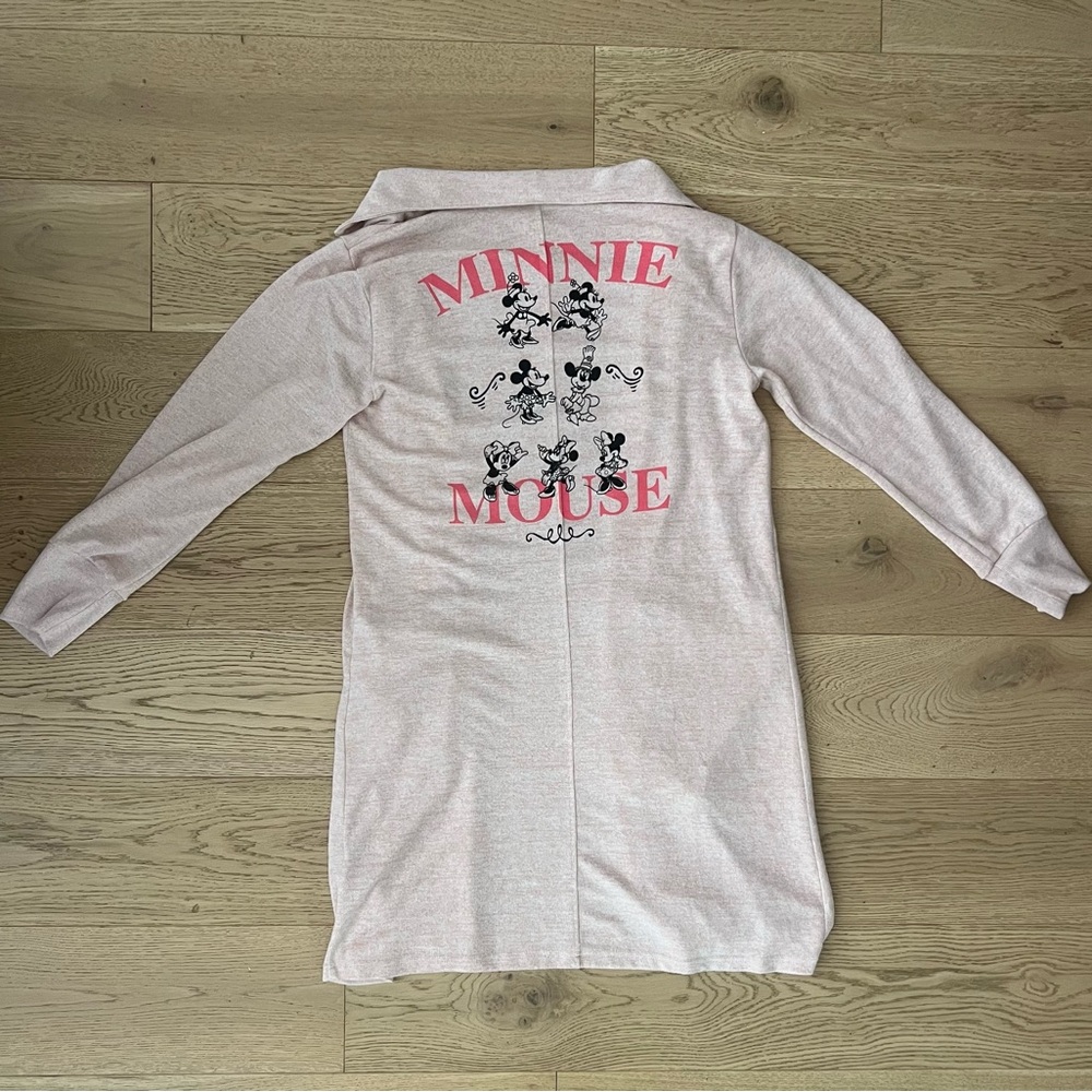 Minnie Mouse Long Pink Sweater/Open Cardigan Size Small